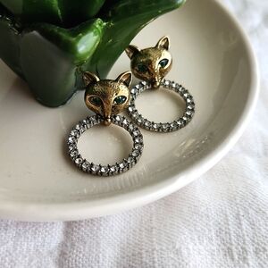 Betsey Johnson Fox Earrings Mixed Metals